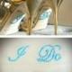I DO and ME Too Blue Shoe Stickers Wedding Accessory Bride and Groom Shoe Sticker Decal