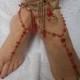 Crochet Barefoot Sandals Beach Wedding  Yoga Shoes Foot Jewelry Red