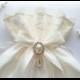 Bridal Dance Bag with Lace Trim, Satin Bow and Pearl Surrounded by Crystal - The ALI