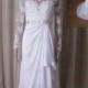 LJ200 Elegant 2015 illusion lace scoop neck long sleeves wedding dress