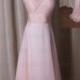 LJ203 Sipmle blush colored one shoulder chiffon bridesmaid dress