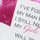 Be My Bridesmaid Card // Fuchsia Glitter Liner // White Envelope