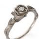 Rose Engagement Ring No.2 - 18K White Gold and Diamond engagement ring, engagement ring, leaf ring, flower ring, antique,art nouveau,vintage