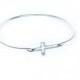Sideway Silver Cross Bracelet Bangle in your size religious Jewelry gift for birthday wedding silver chain linked or bangle
