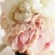 Silk Bride Bouquet Peony Flowers Peonies Shabby Chic Wedding Arrangement (item F10257)