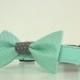 Mint Green Gray Metallic Polka Dot Bow Tie Dog Collar Wedding Accessories Made to Order