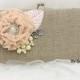 Linen Clutch, Handbag, Maid of Honor, Bridesmaids in Blush, Ivory and Pink, Shabby Chic, Rustic Wedding- Vintage Inspired