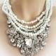 Pearl Rhinestone Bridal Jewelry Set Necklace Earrings Wedding Jewellery in Vintage Chunky Style