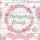 VECTOR Watercolor flower wreath clipart, Wedding peony clipart flower, flower clipart, ranunculus, wedding clipart, invitation