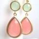 Coral Pink Gold earrings, Blush Pink Wedding Earrings, Drop, Dangle earrings, bridesmaid gifts, Gemstone,Wedding jewelry