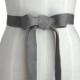 Seamless Mano Bello Leather Ribbon Sash,Soft Leather Bow Wedding Dress Belt Light  Silver Gray Leather Belt XS S M L XL