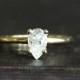 14k gold pear moissanite engagement ring, eco friendly, recycled gold, handmade