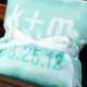 Wedding Ring Pillow - MODERNA In Teal Personalized Ring Pillow - Wedding Pillow - Custom Monogram Pillow