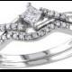 Allura 1/5 CT. T.W. Princess Cut and Round Diamond Bridal Set in Sterling Silver (GH) (I2-I3)