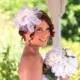 White Floral Crystal Bridal Fascinator, Wedding Headband, Bridal Hair Accessory