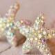SALE Sparkling Starfish Stud Earrings,Crystal AB Rhinestone Starfish,Ocean,Beach Wedding,Bridal,Nautre,Rhinestone Stud Earrings,Northern Lig