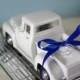 Wedding Ring Bearer Pillow - 1956 Ivory Ford Toy Pickup Truck with Satin Pillow and Ribbon