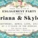 Engagement Party Invitations printable diy Digital File - Turquoise Blue Damask - Shabby Chic - No392