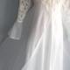 Superb White Lace Nylon Chiffon Negligee Nightgown and Robe Set, size M, vintage Bridal Lingerie by Undercover Wear
