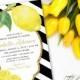 Fresh Lemon with Black and White Stripes and Gold Glitter Bridal Shower Invitation Printable Fresh Squeezed Lemonade Main Squeeze