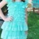 aqua lace dress headband SET, aquaToddler Dress,aqua dress,Flower girl dress,First/ 1st Birthday Dress,Vintage style,girs photo outfit