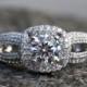Diamond Engagement Ring -14K white gold -  chunky - Halo - Pave - Multi row - Brides -Beautiful Petra bph016