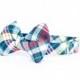 Plaid Bow Tie Dog Collar - Classic Summer Madras