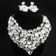 Crystal Bib Style Bridal Statement Necklace, Crystal Rhinestone Wedding Necklace, Crystal Statement Evening Necklace   ~ E 74
