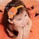 Bright Orange Shabby Chic Flower Rose Headband - Photo Prop - Newborn Baby Little Girls Hair Bow - Perfect for Halloween