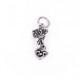 Moveable FLOWER BOUQUET and MOM Heart Dangle Sterling Silver Charm Pendant,  pms0047