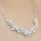 Bridal Silver Rhinestone, Freshwater Pearl, and Swarovski Crystal Wedding Necklace