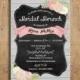 Bridal Brunch Invitation. Couples Bridal Shower Invite. Barn Chalkboard Bridal Shower. Pink Coral Flower Bridal Shower.