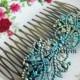 Vintage Style Hair Comb Turquoise Wedding Hair Comb Something Blue Something Old Bridal Bridesmaids Patina Verdigris Alice Blue Mint
