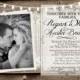 Rustic and Lace Wedding Invitation, Lights, Wood Fence, Photo Invitation, Digital File, Printable, 5x7