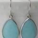 Turquoise Blue Earrings Trimmed in Silver-Drop Earrings-Dangle Earrings-Bridal