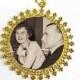 Gold Memorial Bouquet Photo Charm #31, CUSTOM Round Shiny Gold Wedding Memory Pendant Keepsake