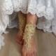 Free Ship --- bridal anklet, gold embrodeired, Beach wedding barefoot sandals, bangle, wedding anklet, anklet, bridal, wedding