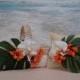 Tropical Beach Basket & Pillow - Flower Girl Ring Bearer Orchid Lily Palm Wedding Hawaiian  Burlap