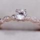 Art Deco VS 5mm Natural Morganite Ring SI/H Diamonds Ring 14K Rose Gold Ring Wedding Ring  Engagement Ring Anniversary Ring