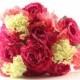 Rose & Hydrangea Bouquet - Pink Coral Green - Silk Flowers - Wedding Bridal - tossing bouquet - wedding, bridal, party, bridesmaids