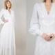 MAJOR SALE // 70's White WEDDING Chevron Lace Bridal Dress Cotton Ruffle Hippie Gunne Satin Ribbon gown Maxi Poet sleeve xs / small