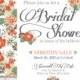 Bridal Shower Invite : Floral Shower Invitations - Romantic Coral Floral Pattern - Printable Digital Invite