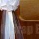 6 Large White Pull Bows Tulle Tails Wedding Church Pew Decorations