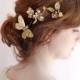 bronze gold hair jewelry, bridal hair pins, formal hair accessories, butterfly hair clip, flower hair pins, Swarovski bridal jewelry, mauve