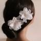 Bridal Flower Hair Clip, Set of Two, Hair Fascinator, Wedding Bridal Flower Hair Piece with Pearls and Swarovski Crystals