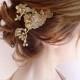 lace hair clip, bronze gold hair jewelry, formal hair accessories, Swarovski bridal jewelry, bronze wedding, mauve, floral hair clip, pearls