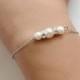 Bridesmaid pearl bracelet wedding gift bridal jewelry silver plated chain rondelles