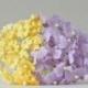 40  10  mm  Yellow  Paper Flowers / 15 mm   Lilac Paper Flowers