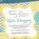 Spa Pom Pom. Chevron Mums Baby / Bridal Shower Invite by Tipsy Graphics. Any colors and text.
