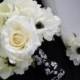 Damask Bouquet with Cream/white Roses and Silk Anemones